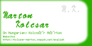 marton kolcsar business card